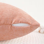 CaliTime Throw Pillow Covers Decorative 12 X 20 Inches Pack of 2 Cozy Chenille Cushion Cases for Couch Sofa Bed Living Room Home Dusty Pink