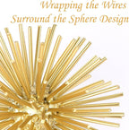Gold Sphere Decor, Metal Gold Starburst Tabletop Sculpture Decor, Modern Metal Starburst Centerpiece, Spike Ball Decoration for Home Decor