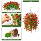 Homsunny Artificial Fake Hanging Plants Flowers Baskets for Outdoor Outside Spring Decor,Faux Silk Daisy UV Resistant Look Real Summer Decorations for Home Porch Patio Yard Garden(Red Brown)