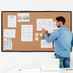Extra Large Cork Bulletin Board 96" X 48", Foldable Notice Pin Board for Wall, Black Aluminum Framed 8'x4' Corkboard, Wall Mounted Noticeboard with 36 Push Pins for School, Home & Office