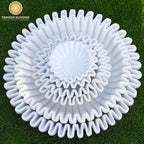 SWADESHI BLESSINGS HandCrafted Marble Ruffle Bowl/Antique Scallop Bowl/Fruit Bowl/Vintage Ring Dish/Decorative Flower Dish/HouseWarming Gift/Wedding Gifts/Urli (9 Inches)