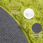 6‘x6’ Grass Green Round Rug for Bedroom, Ultra Soft Fluffy Circle Rug for Kids Girls Boys Room, Cute Shag Rugs for Living Room Playroom Tent Castle Home Decor Rug