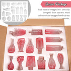 36Pcs Valentine's Day Bud Vases Set Small Vintage Glass Bottles Pink Bud Vases in Bulk Multiple Shape Cute Glass Vases for Rustic Wedding Centerpieces Table Decorations and Home Decor(Pink)