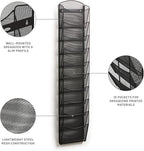 Safco Onyx Mesh Magazine Holder, Display Rack with 10 Pockets, Brochure Organizer, Commercial-Grade Steel Construction, Black