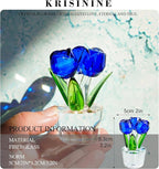 Blue Crystal Rose Flower Figurine for Wife Girlfriend Rose Collectible Figurines for Valentine's Day(3.2 * 2inch)