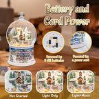 Large Christmas Snow Globes,Village Xmas Lighted Glitter Snow Globes, Musical Box with 8 Songs, 6 Hours Timer Deluxe Carousel Snow Globes