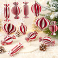12Pcs Red and White Christmas Decorations, 3D Candy Paper Honeycomb Ornaments for Tree, Decorative Hanging Ornaments Craft Balls Honeycomb Lanterns for Xmas Tree New Year Holiday Party Home Decor