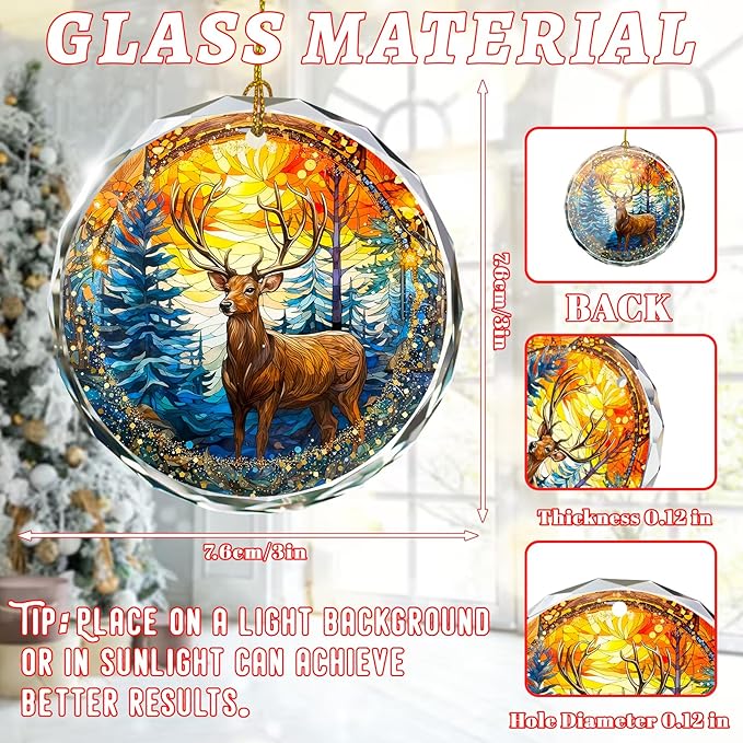 Stained Glass Deer Ornament - Christmas Tree Decor, Gift Exchange Present