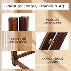Geelin 3 Pack Plate Stands for Display 10 Inch Wooden Folding Plate Holders Rustic Solid Wood Easel Holders for Decorative Picture Frames Art Tabletop Shelf Decorations