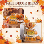 Lineshading 4 Pcs Fall Decoration for Home Wooden Maple Leaf Thanksgiving Table Centerpiece Rustic Thanksgiving Tiered Tray Decor Decorative Autumn Leaves Block Sign Farmhouse Autumn Decor for Kitchen