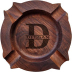 Cigar Ash Tray for Men Personalized Name Walnut Cigar Ashtrays for Outdooor Custom Wooden Ashtray Father's Day Christmas Engraved Monogramed Ashtray Gifts for Husband Dad Groomsmen Papa Grandpa