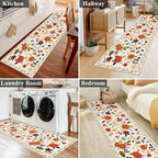 U'Artlines 2' x 10' Colorful Floral Runner Rug for Hallways Kitchen Rugs Soft Non Slip Washable Floor Carpet Runners for Entryway Laundry Room Bathroom Beige