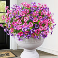MARTINE MALL 12 Bundles Look Real Artificial Flowers for Outdoors, Realistic Fake Outdoor Flowers, UV Resistant Silk Pansy Flowers for Outside Faux Flowers Plants for Outdoor Porch Patio, Pink+Purple