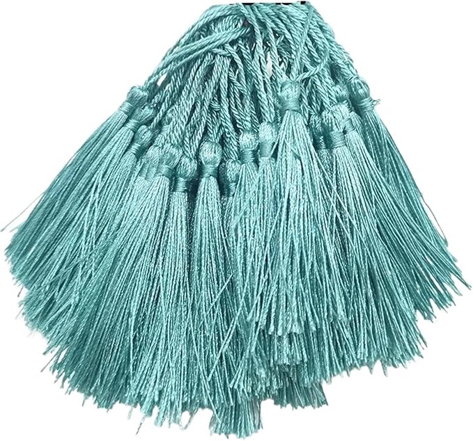 Tassels for Decoration 13cm/5 Inch Silky Floss Bookmark Tassels Hanging Rope for Jewelry Making DIY Craft Accessory(Light Lake Blue)