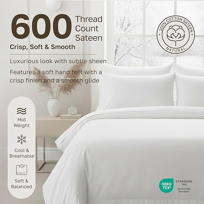 California Design Den California King Sheets Deep Pockets Set - Luxury 600 Thread Count 100% Cotton Sateen, California King Sheet Set, Hotel-Quality Bedding - Dark Olive Green