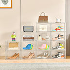 Magnetic Acrylic Clear Shoe Boxes – 360° Clear Plastic Stackable Sneaker Storage Box shoe Display Box Professional Grade Shoe Display Case, Shoe Organizer for Closet (12pcs)