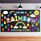 Motivational Rainbow Bulletin Board Cutouts, Hello Sunshine Inspirational Classroom Decoration We are a Rainbow of Possibilities Accents for School Chalkboards Wall Decor
