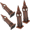 4pcs Vintage Alloy Model Sculpture Landmark Decor for Home Office Decorative Building Ornament in Antique Finish