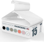 Neaties Plastic Hangers 15 Pack – Made in The USA – 6lb Capacity Standard Clothes Hangers with Strap Hooks for Dresses, Lingerie, Shirts, Pants, and Jackets – White