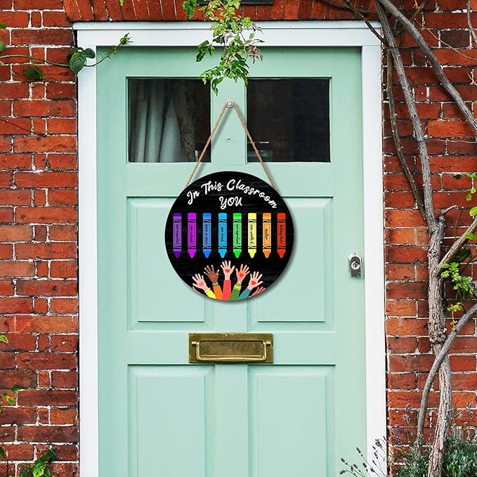 Welcome Sign for Classroom Door Decorations In This Classroom Welcome Door Hanger Sign Teacher Wooden Sign 12”x12” Classroom Welcome Door Sign for Elementary School Teacher Supplies