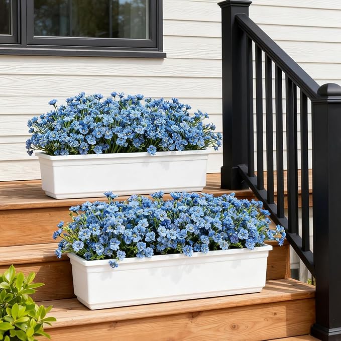 24 Bundles Artificial Flowers for Outdoor Faux Plants for Spring Summer Decoration, UV Resistant Realistic Silk Plastic Fake Flowers Garden Porch Patio Balcony Yard Front Home Decor