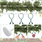 Leinuosen Christmas Front Door Garland Hanger 43-74 Inch Adjustable Christmas Wreath Hanger Stainless Steel Retractable Rod with 3 Green Tie Ropes No Nail Screw No Damage for Xmas DIY Hanging (White)
