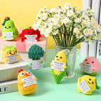 HunnmingRe 12 Pcs Cute Crochet Doll with Positive Card Soft Wool Animals Creative Knitting Dolls for Positive Support Inspirational Birthday Encouragement Gift(Mushroom Style)