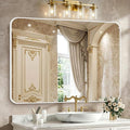 BONEWEI White Bathroom Mirror,36x48 inch Wall Mirror for Bathroom Wall Mounted,Rectangle Mirror for Bathroom Over Sink,Modern Frame Round Corner for Living Room,Bedroom Entryway,Horizontal/Vertical