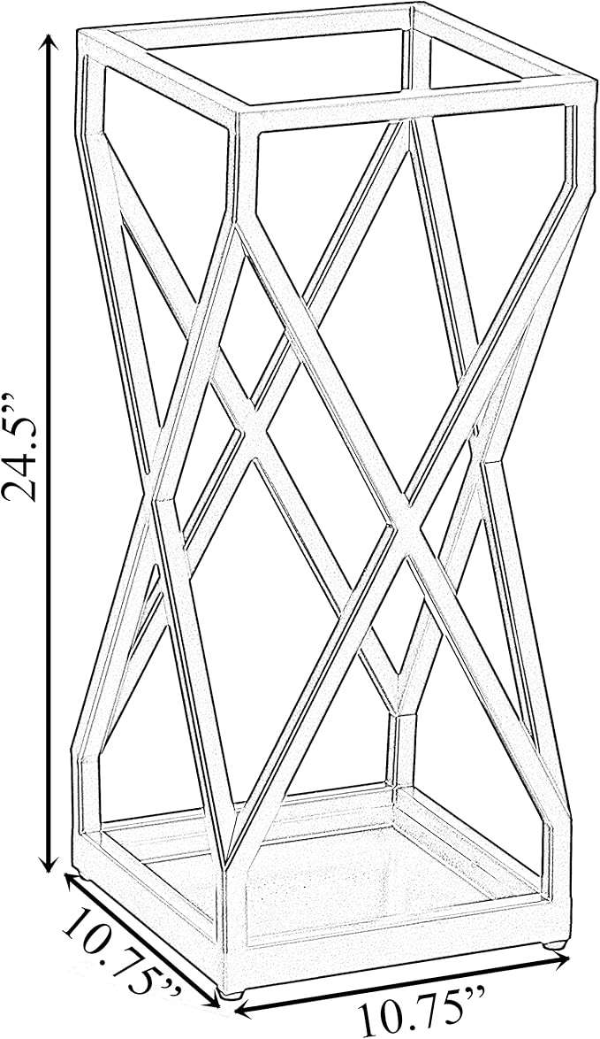 Vintiquewise Decorative Gold Square X Design Umbrella Holder Stand for Indoor and Outdoor