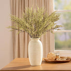 Ceramic Flower Vase, 12.5" Large Rustic Farmhouse Vases Home Decor Tall Pottery Decorative Pampas Vase for Table Living Room Entryway Mantel Bookshelf Bedroom Bathroom Kitchen-White