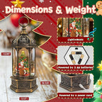 Christmas Snow Globes Lantern, Santa Claus & Gift Piles Christmas Decorations Indoor, 6H Timer Battery & USB Powered Light Up Musical Snow Globes for Kids Women Adults Gift Thanksgiving Home Decor