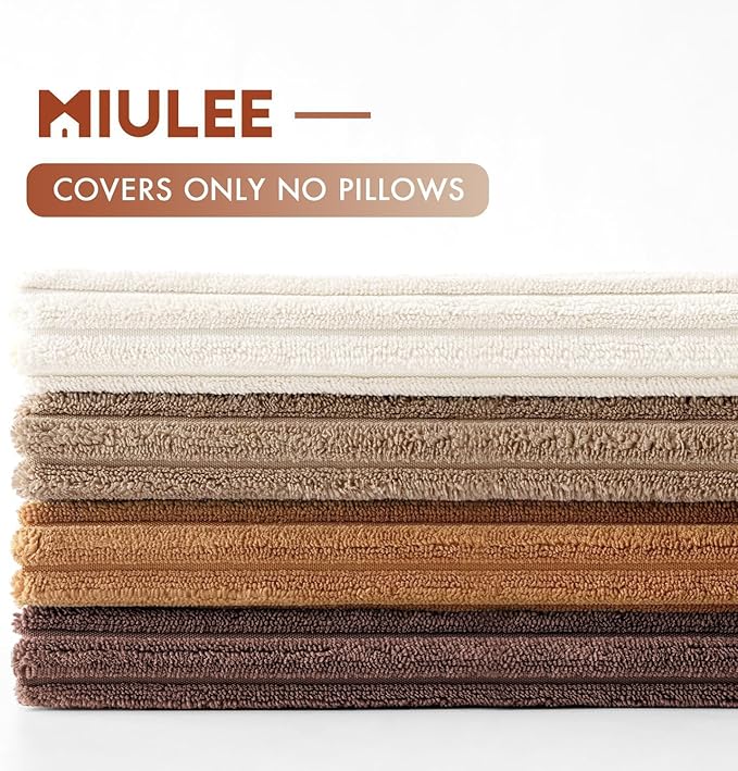 MIULEE Boho Farmhouse Throw Pillow Covers 20x20 Inch Set of 4 Rustic Mordern Neutral Cushion Covers Soft Corduroy Nordic Home Decor for Couch Bed Sofa Living Room Brown