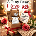 WELLBANEE Daughter Gifts from Mom Dad, Positive Crochet Bear Gift for Daughter, Birthday Graduation Gifts for Daughters, Handmade Comfort Gift for Teen Girls Women