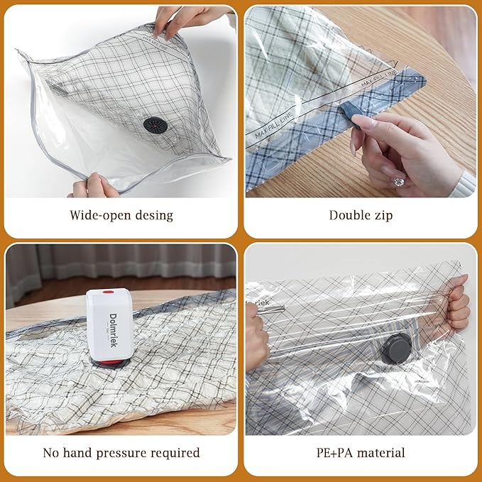Travel Vacuum Storage Bags with USB Electric Pump, 9 Pack Compression Seal Bags for Luggage and Suitcase, Space Saver for Clothes and Clothing