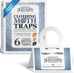 Dr. Killigan Premium Clothing Moth Traps with Pheromones Prime | Non-Toxic Clothes Moth Trap with Lure for Closets | Moth Killer Treatment & Prevention (6, White)