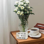 Wooden Decorative Book Stack for Table & Living Room Bookshelf - Christian Farmhouse Style, May Allah Bless This Home Decor (L24)