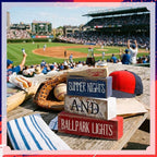 Lineshading 4 Pcs Baseball Decorations Stacked Wooden Blocks Signs with Bat Topper, Summer Nights Ballpark Lights Decor - Baseball Table Decor Ideal Gift for Fans Boys Room Party Coffee Shelf