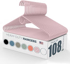 Neaties Heavy Duty Clothes Hangers 100 Pack (108 Count) – Made in the USA – 8lb Capacity Plastic Hangers for Adult Clothing – Durable for Pants, Coats, Jackets, or Jeans – Pink