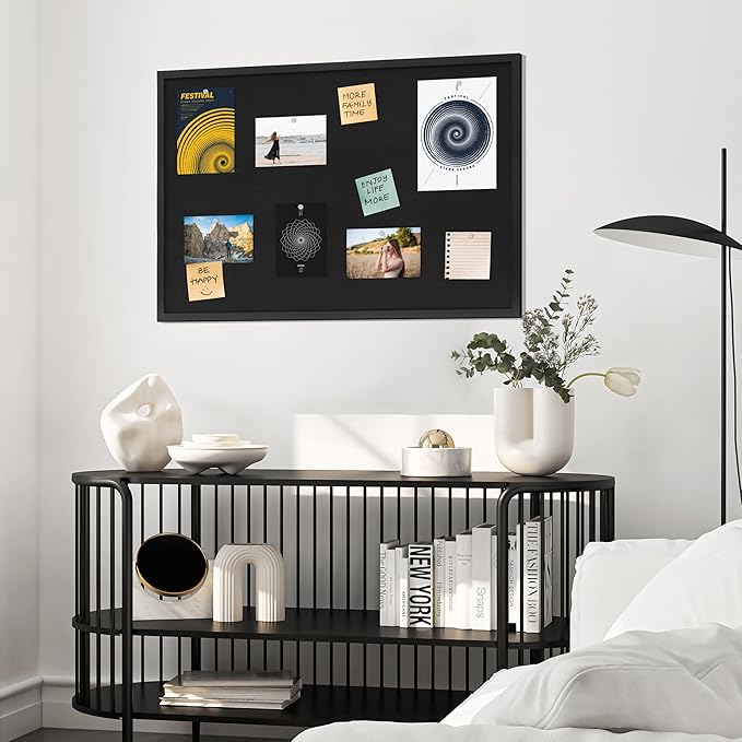 DAHAPYBOO Cork Board with Linen Black,Bulletin Board 36"x24",Corkboards for Office Home School Message Board or Vision Board Decoration.