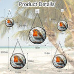 Stained Glass Window Hanging - Orange Grey Robin Sun Catcher for Door Garden Home Decor Bird Lovers Suncatcher Christmas Mother's Day Birthday Gifts for Women Men Mom Nana 6.3 in
