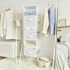 GRANNY SAYS Hanging Closet Organizer and Storage, 6 Shelf Clothes Organization with Drawers, 6 Side Pockets Closet Hanging Shelves for Bras, Socks, Underwear, Nursery Room, Wardrobe, White, 1-Pack