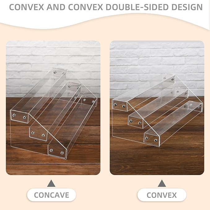 AISIDERK 12" Acrylic Riser, Shelves - 3-Tier Clear Perfume Organizer,Sturdy and Stable Acrylic Organizer for Display Decorative,Skincare Organizers for Countertop, Tabletop, Collectibles, Nail Polish