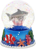 CoTa Global Shark Coral Snow Globe Decor - Elegant Pink Sparkle Glitter Inside The Snow Globe Figure, Animal Figurines for Kids and Adults, Collectible Snow Globes for Birthday, Christmas - 65 mm