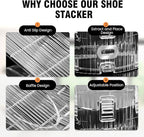 TOPNEW Shoe Slots Organizer for Closet 12 Pack Adjustable Level Shoe Stacker Holder Organization Double Layer Storage Space Saving Shoe Rack Organizer for Closet (Transparent)