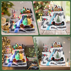 WONDER GARDEN Christmas Village Houses-Christmas Houses Village - Lighted Musical Ski Resort Collectible Buildings with Moving Train, Rotating Tree and Carousel for Indoor Decor or Gift