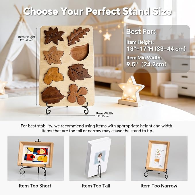 Artliving Plate Stands for Display, 12Inch Black Iron Easel Plate Display Photo Holder Stand, Displays Picture Frames, Decorative Plates, Tablets and Art (2 pack)