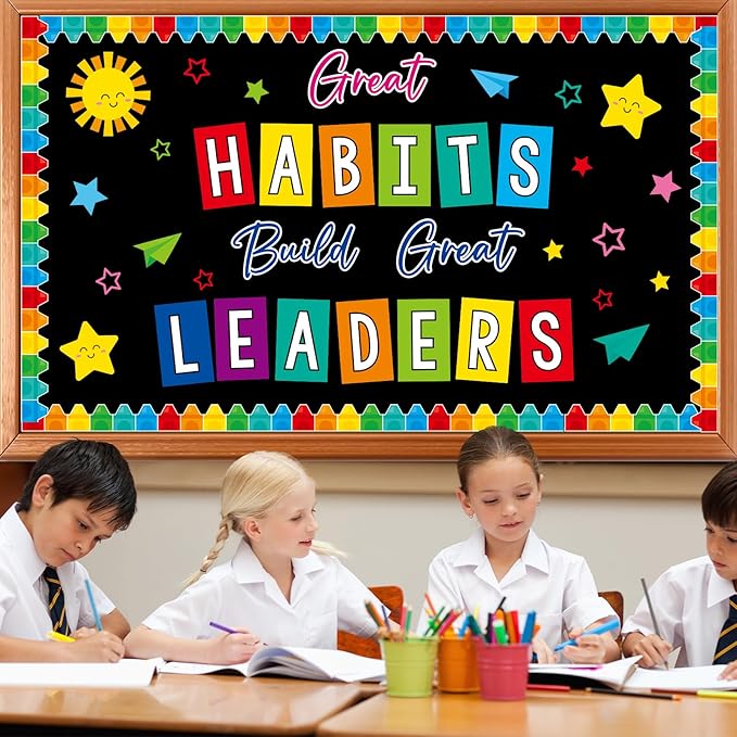 party greeting Growth Mindset Bulletin Board Decorations Great Habits Build Great Leaders Paper Cutouts Colorful Back to School Bulletin Board Set for Kindergarten Preschool Decor