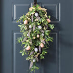 Glitzhome Easter Swag 28 Inch Artificial Spring Teardrop Wreath for Front Door & Porch Wall, Spring Easter Decor Decorative Swag