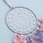 Dream Catcher Wall Decor, Handmade Dreamcathers Indians Traditional Circular Net for Wall Hanging Decor, Bedroom Kids, Home Decoration Wedding Party Blessing Gift, Pink Grey