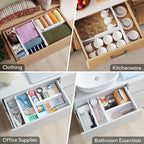 Lifewit 6 Pack Drawer Dividers for Clothes, 10.9-16" Adjustable Drawer Organizers, 4" High Plastic Expandable Drawer Separators in Bedroom/Office/Bathroom/Kitchen Storage, White